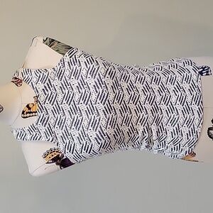 ABBELINE blue and white halter top.  Fully lined, dressy, sporty. Size is Small.